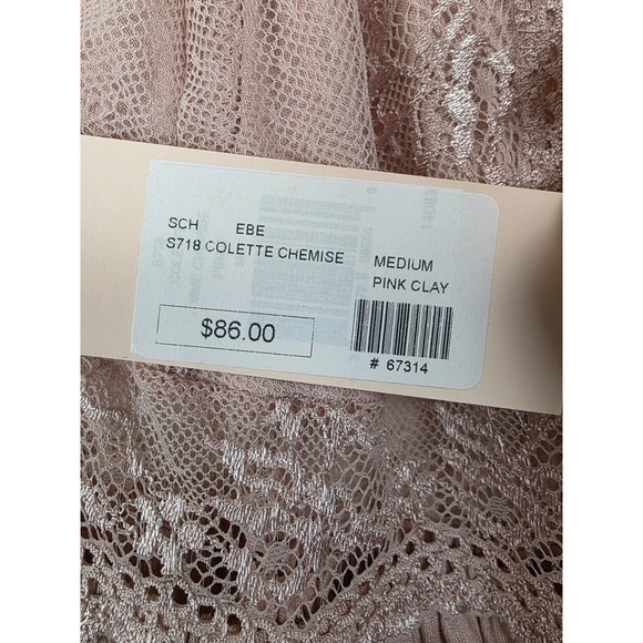 Eberjey Nightgown Womens M Dusty Rose Pink Lace Trim Sexy Babydoll Chemise NWT - Picture 6 of 14
